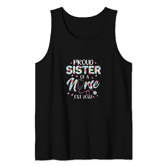 Proud Sister Of a Nursing Student Graduation Floral Tank Tops