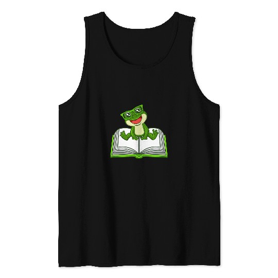 Funny Frog Book Club Reading Literature Tank Tops