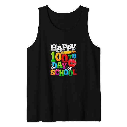 Happy 100th Day Of School Apple Teacher Student Tank Tops