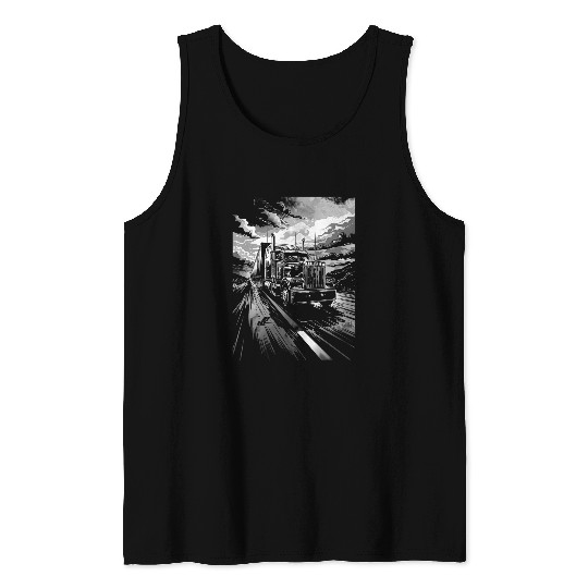 Trucker American Flag Big Rig SemiTrailer Truck Driver 24 Tank Tops