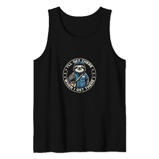 Sloth Postal Worker Funny Postman Mail Carrier Sloth Tank Tops