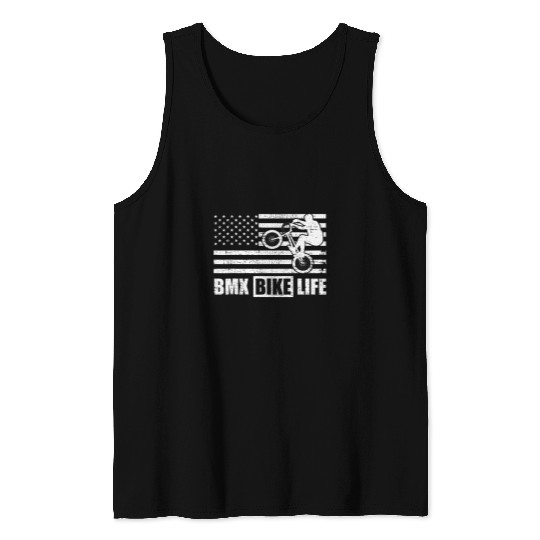 BMX Bike Life American Flag Bicycle Stunt Racing Gift Tank Tops