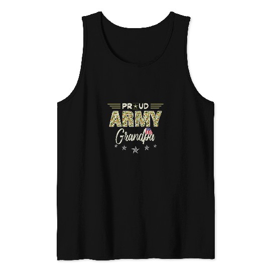 ProudGrandpa Camouflage USA American Flag Family Tank Tops