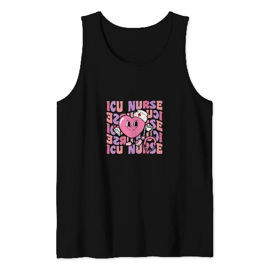 Groovy ICU nurses Funny Valentines Day Intensive Care Unit Tank Tops