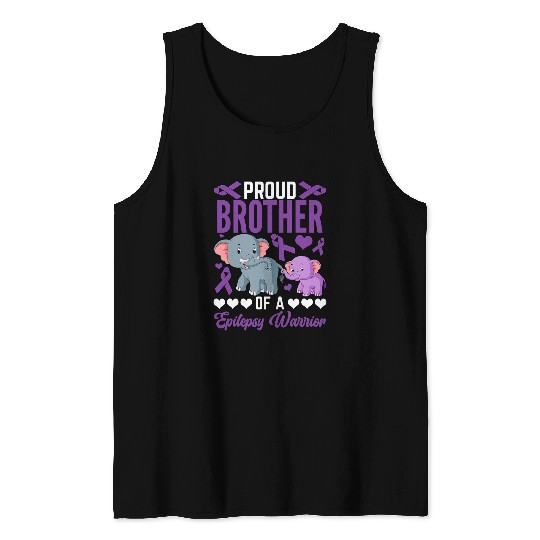 Proud Brother Of A Epilepsy Elephants Purple Ribbon Tank Tops