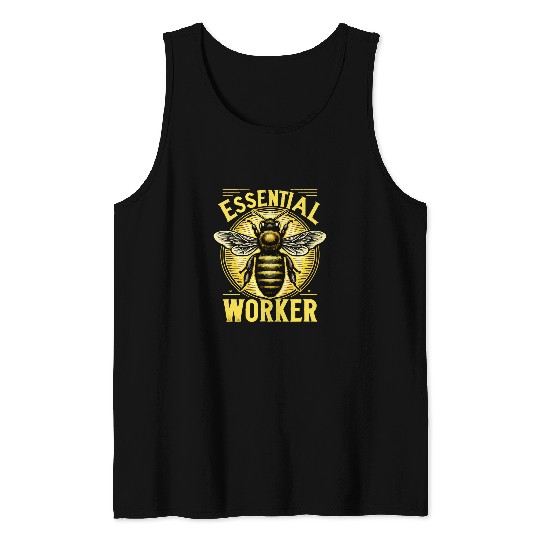 Essential Worker Beekeeper Beekeeping Hive Bees Retro Tank Tops
