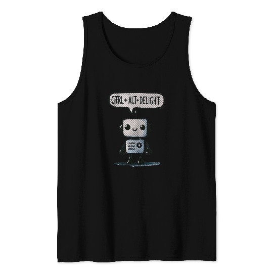 Funny Cute Robot Ctr Alt Delight For Computer Scientist Tank Tops