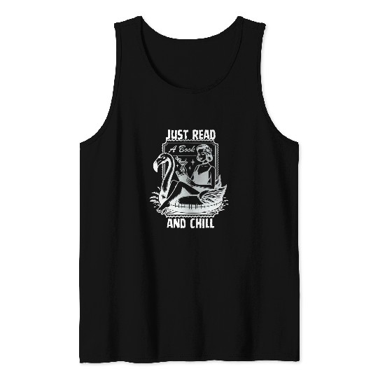 Just Read A Book And Chill Flamingo Summer Reading Lovers Tank Tops
