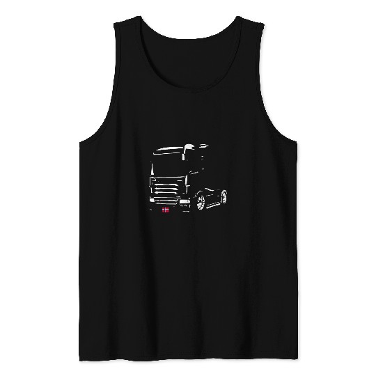 Trucker Driver Design with Norway Flag License Plate Tank Tops