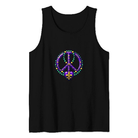 Mardi Gras Hearts Cute Outfit Women Peace Love Mardi Gras 2 Tank Tops