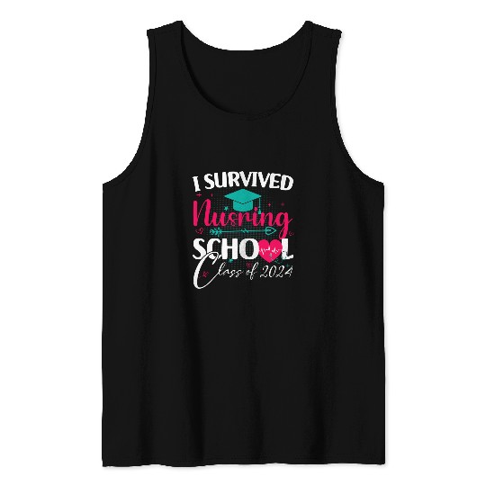 I Survived Nursing School Class Of 2024 nursess Graduation Tank Tops