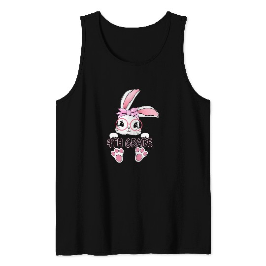 Love Bunny 4th Grade Student Easter Spring Rabbit School Tank Tops