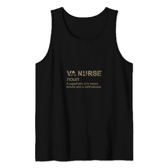 VA nurses Definition Camouflage Flag Patriotic 4th of July Tank Tops