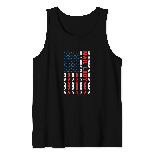 Womens Postal Worker 4th of July Patriotic American Flag Tank Tops