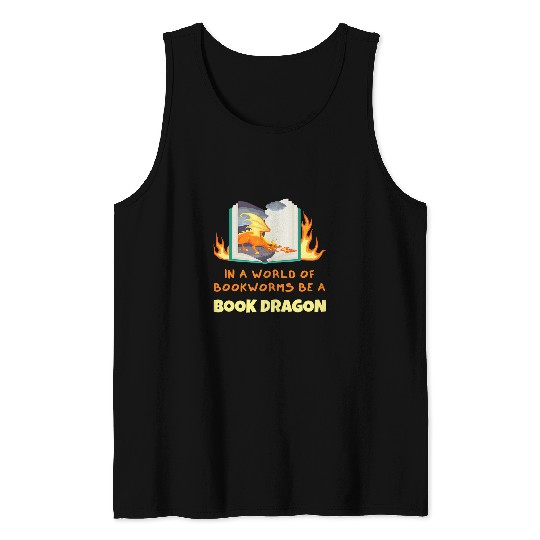 Book Dragon Design Librarian Book Lovers 1 Tank Tops