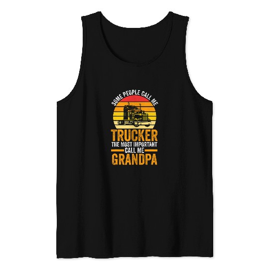 Mens Truck Driver Trucks Grandpa Trucker Tank Tops