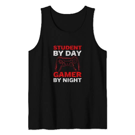 student by day gamer by night funny for gamers 1 Tank Tops
