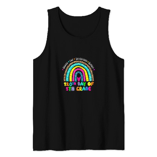 Happy 120th Day Of 5th Grade Leopard Boho Rainbow 120 Days Tank Tops