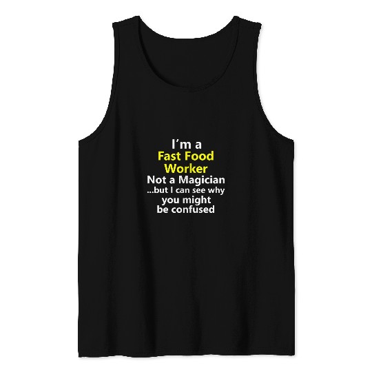 Funny Fast Food Worker Job Cashier Associate Customer Gift Tank Tops