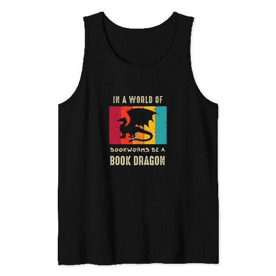 Book Dragon Design Librarian Book Lovers Tank Tops