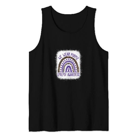 We Wear Purple Leopard Rainbow For Epilepsy Awareness Tank Tops