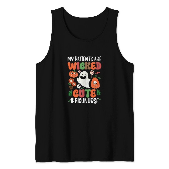 Wicked Cute Spooky PICU nurses Halloween PICU Nursing Tank Tops