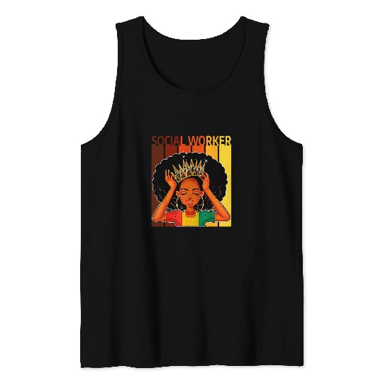 Social Worker Afro African American Black History Month 2 Tank Tops