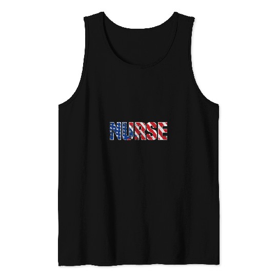 nurses Patriotic American USA Flag Funny Nursing Careers Tank Tops