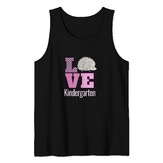 Love Kindergarten Hedgehog Kinder Teacher Back To School Tank Tops