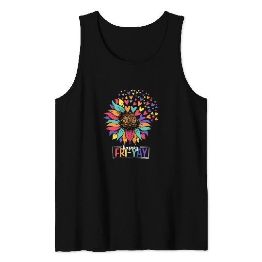Sunflower Happy FriYay Teacher Friday Tank Tops