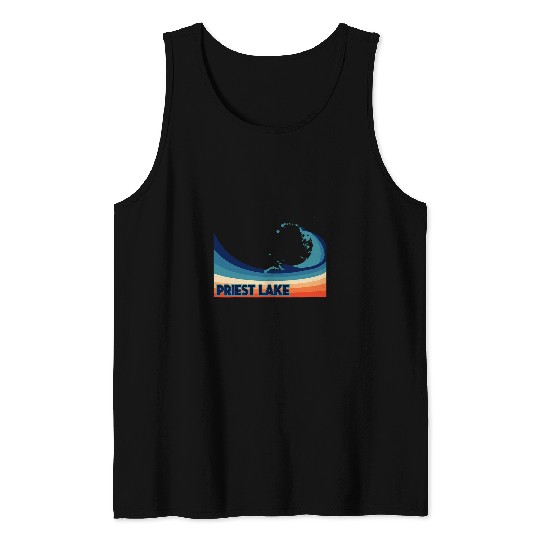 Priest Lake Idaho Retro Sailing Fishing Vacation Tank Tops