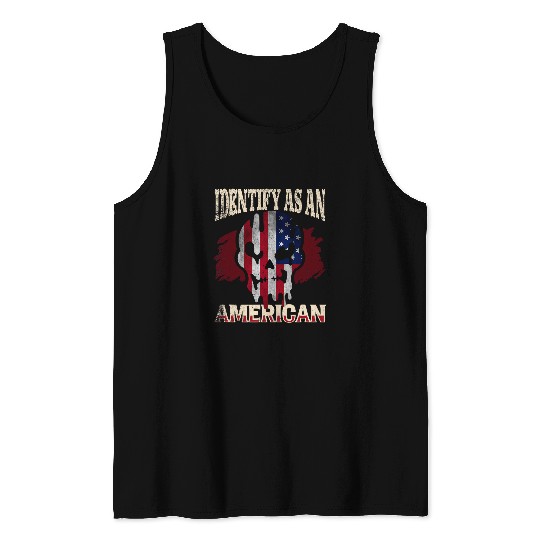 I Identify as an American No Identity Politics USA Flag Tank Tops