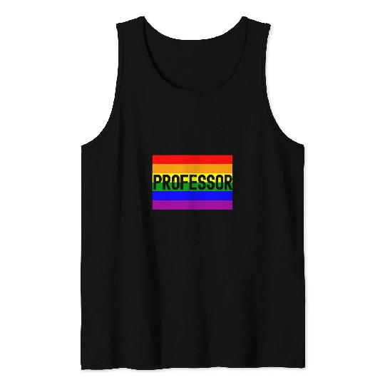 Rainbow Professor Queer Professor LGBTQ Professor Ally Tank Tops