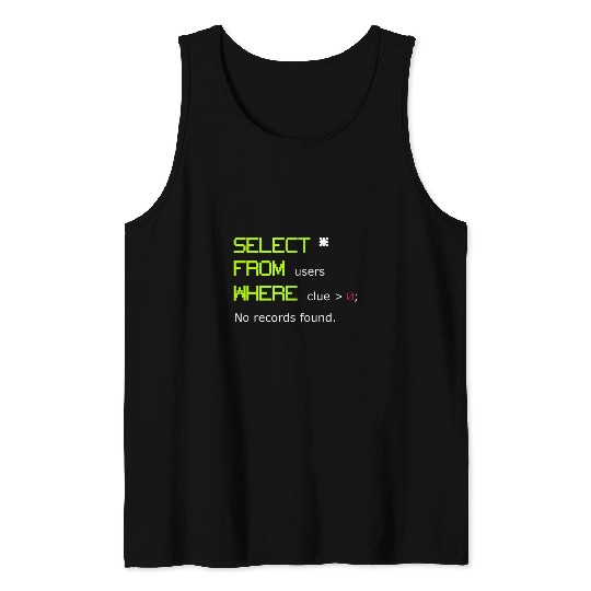 Query SQL Database Programmer medicals Coder Healthcare Tank Tops