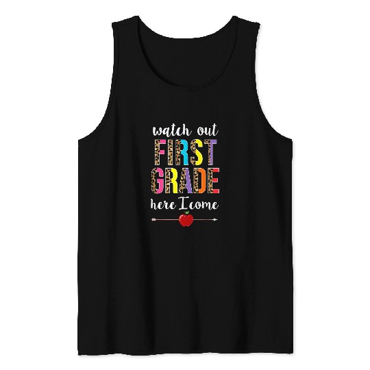 oxkg leopard watch out 1st grade here i come back to school Tank Tops