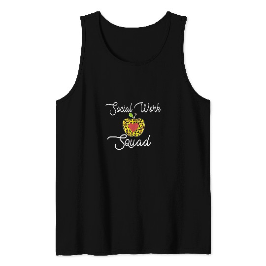 Social Work Squad School Social Worker Leopard Apple Tank Tops
