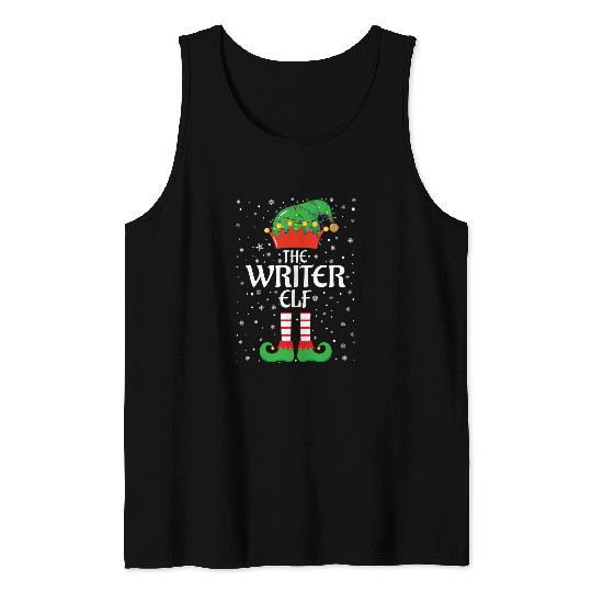 Writer Elf Christmas Lights Elf Matching Family Group Tank Tops