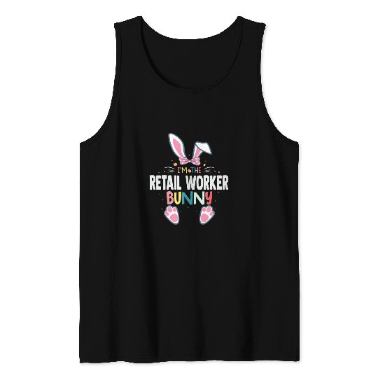 Im The Retail Worker Bunny Easter Day Rabbit Matching Tank Tops