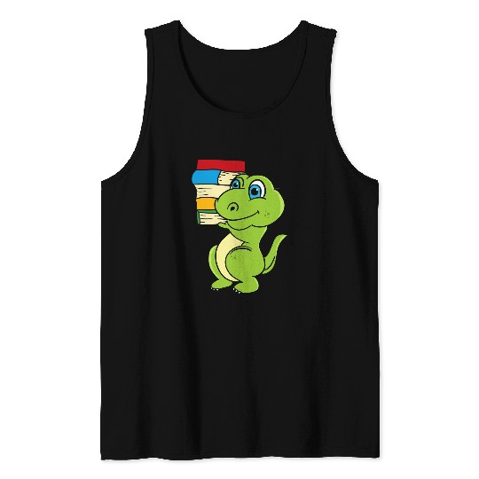 Dinosaur Pile Of Books Reading For Book Lovers MP Tank Tops
