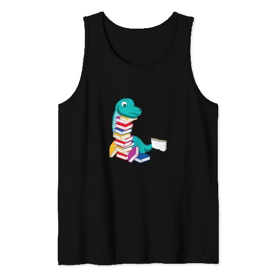 Dinosaur Reading Book Person or Bookish Tank Tops