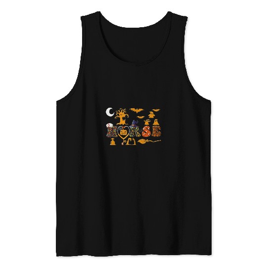 Halloween nurses Nursing Cute Health Worker Halloween Pattern Tank Tops