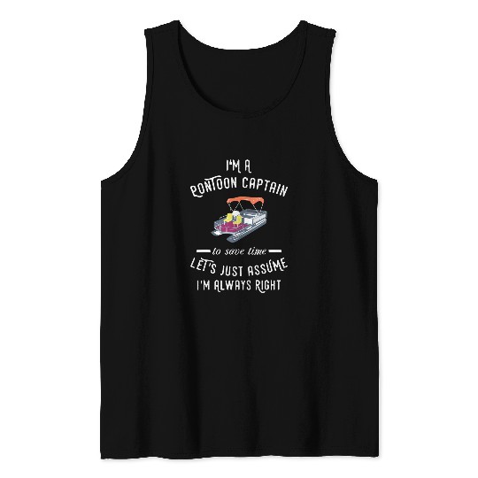 Mens Pontooning Lover Humor Funny Saying For Pontoon Captain Tank Tops