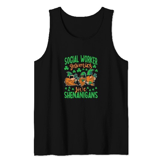 Social Worker Gnomies Love Shenanigans St Patricks Day Tank Tops