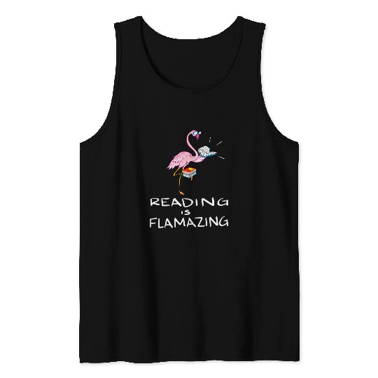 Cool Reading Is Flamazing Funny Flamingo Book Reader Gift Tank Tops
