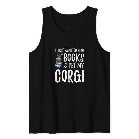 Corgi Avid Book Reader Funny Dog Mom Gift Tank Tops