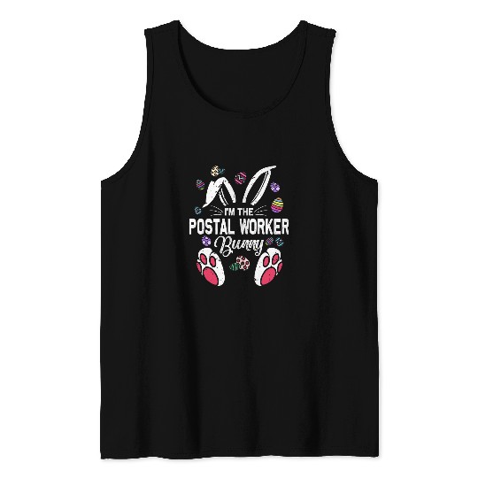 Im The Postal Worker Bunny Matching Family Easter Day Party Tank Tops