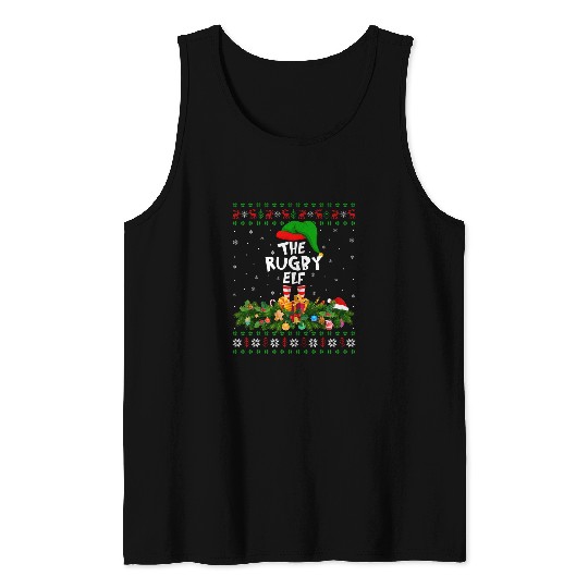 Funny Matching Family Ugly The Rugby Elf Christmas Tank Tops
