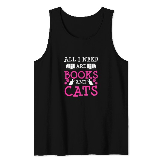 Book Lover Cat Mom Dad Owner Funny Gift Bookworm Literary Tank Tops