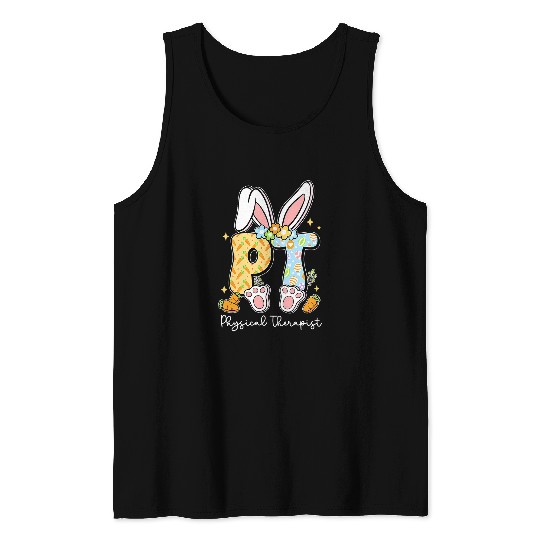 Physical Therapist PT Physical Therapy Bunny Easter Day Tank Tops