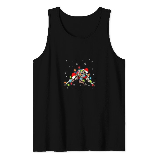 xmass Lights Wrestling Santa Hat Matching Wrestling Player Tank Tops